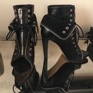 Black Alexander Wang Open Toe Booties